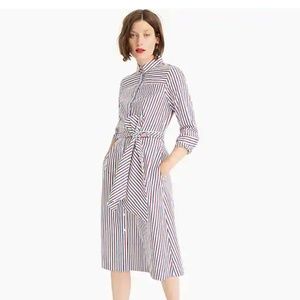 J crew Tie Waist, Stripe Shirt Dress NWT